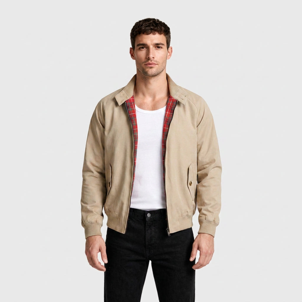 Harrington Jacket with Tartan Lining for Men