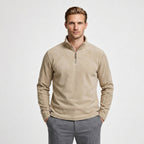 Fleece Half-Zip Sweatshirt High Collar Regular Fit for Men