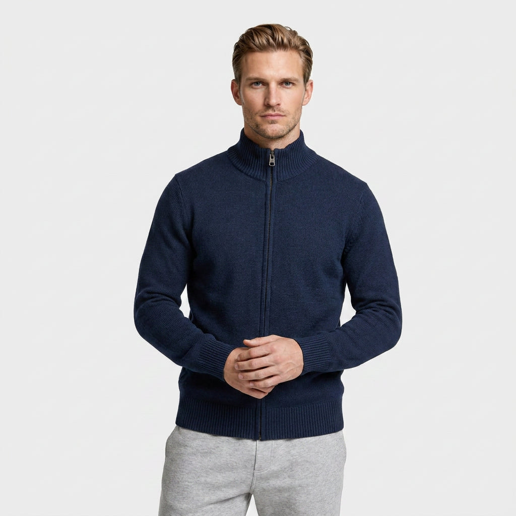 Zip-Up Cotton Cardigan Regular Fit for Men