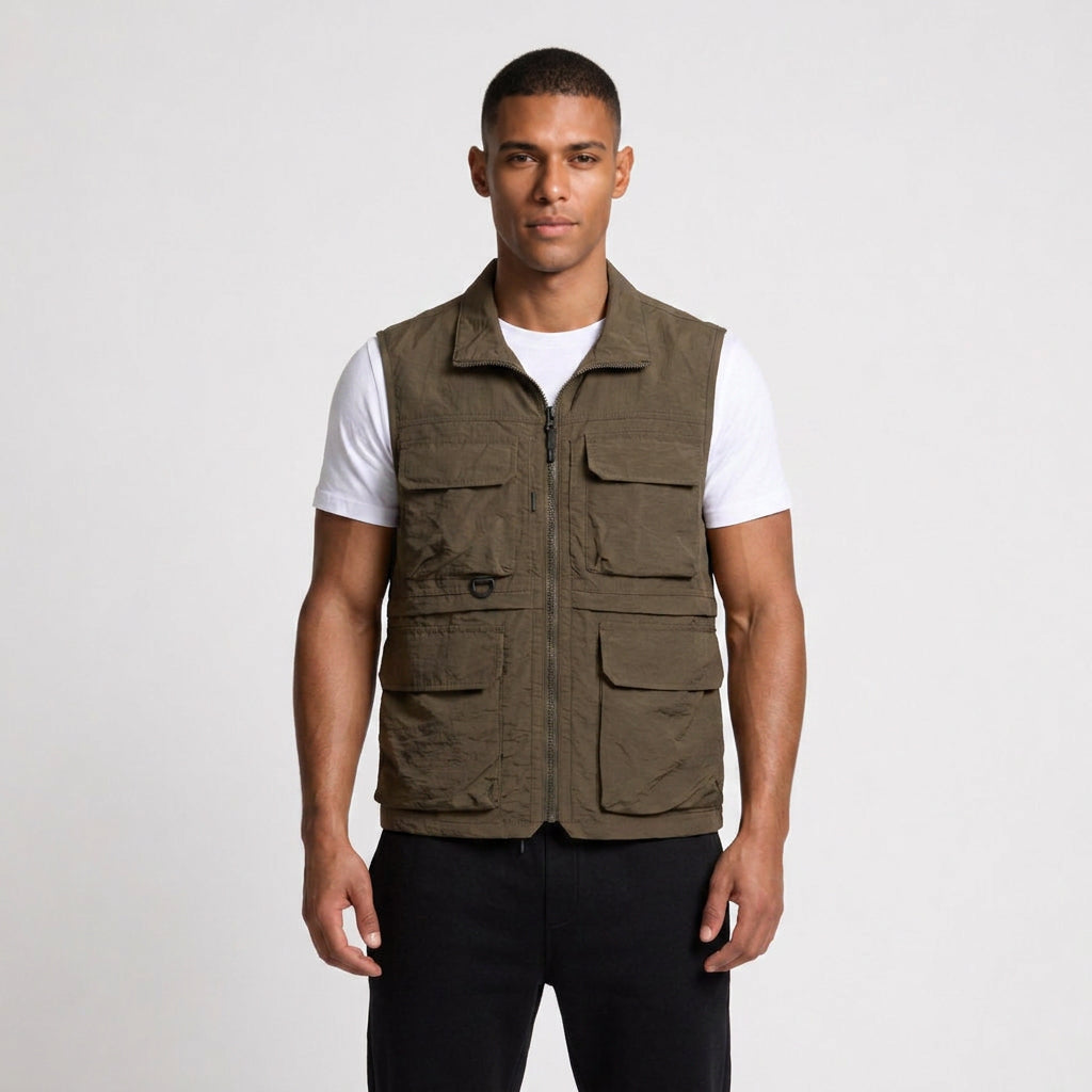 Utility Vest Multi-Pocket Full Zip for Men