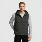 Hooded Zip Vest Drawcord Hem Chest Pocket for Men