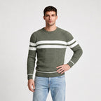 Striped Crewneck Pullover Sweater Slim Fit for Men