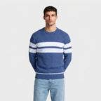 Striped Crewneck Pullover Sweater Slim Fit for Men