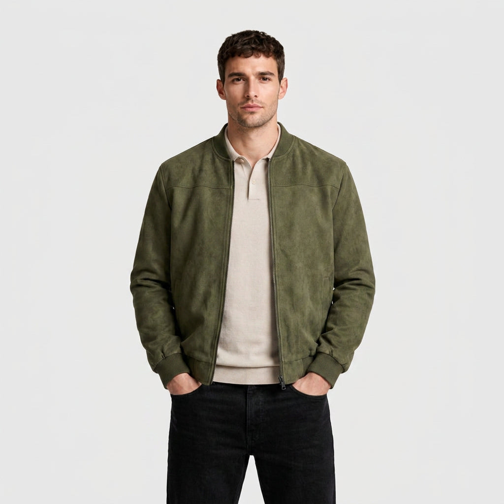 Suede Bomber Jacket for Men