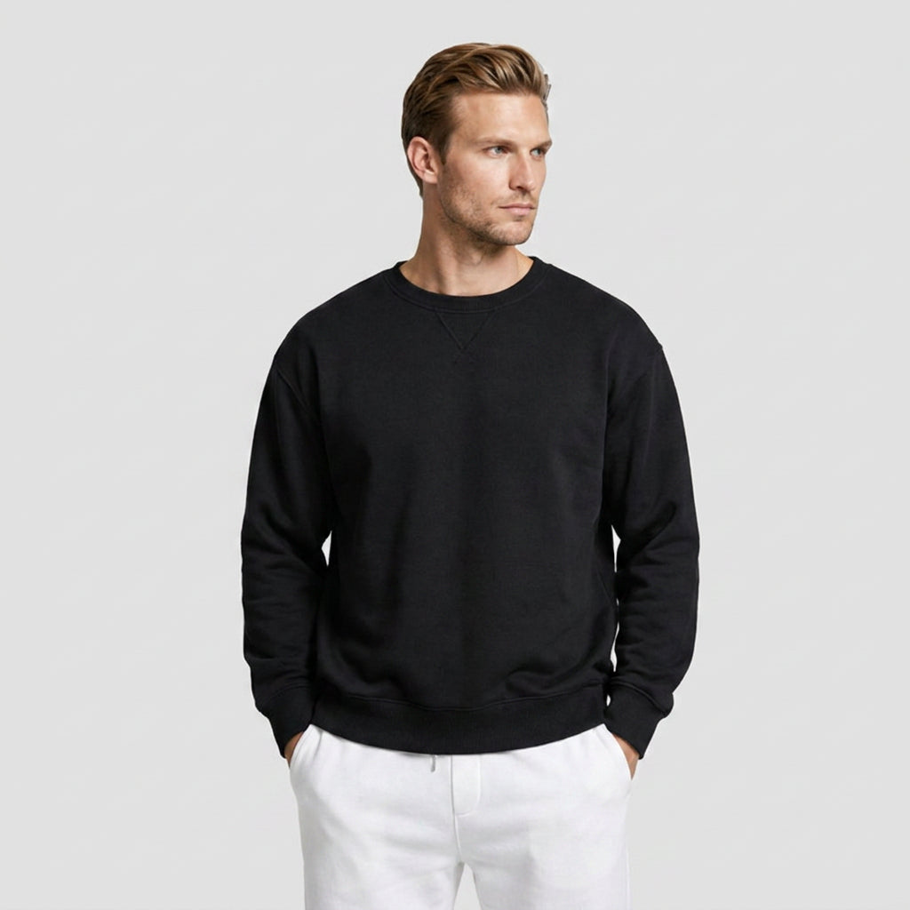 Crew Neck Cotton Blend Sweatshirt Regular Fit for Men