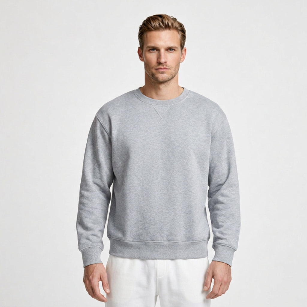 Crew Neck Cotton Blend Sweatshirt Regular Fit for Men