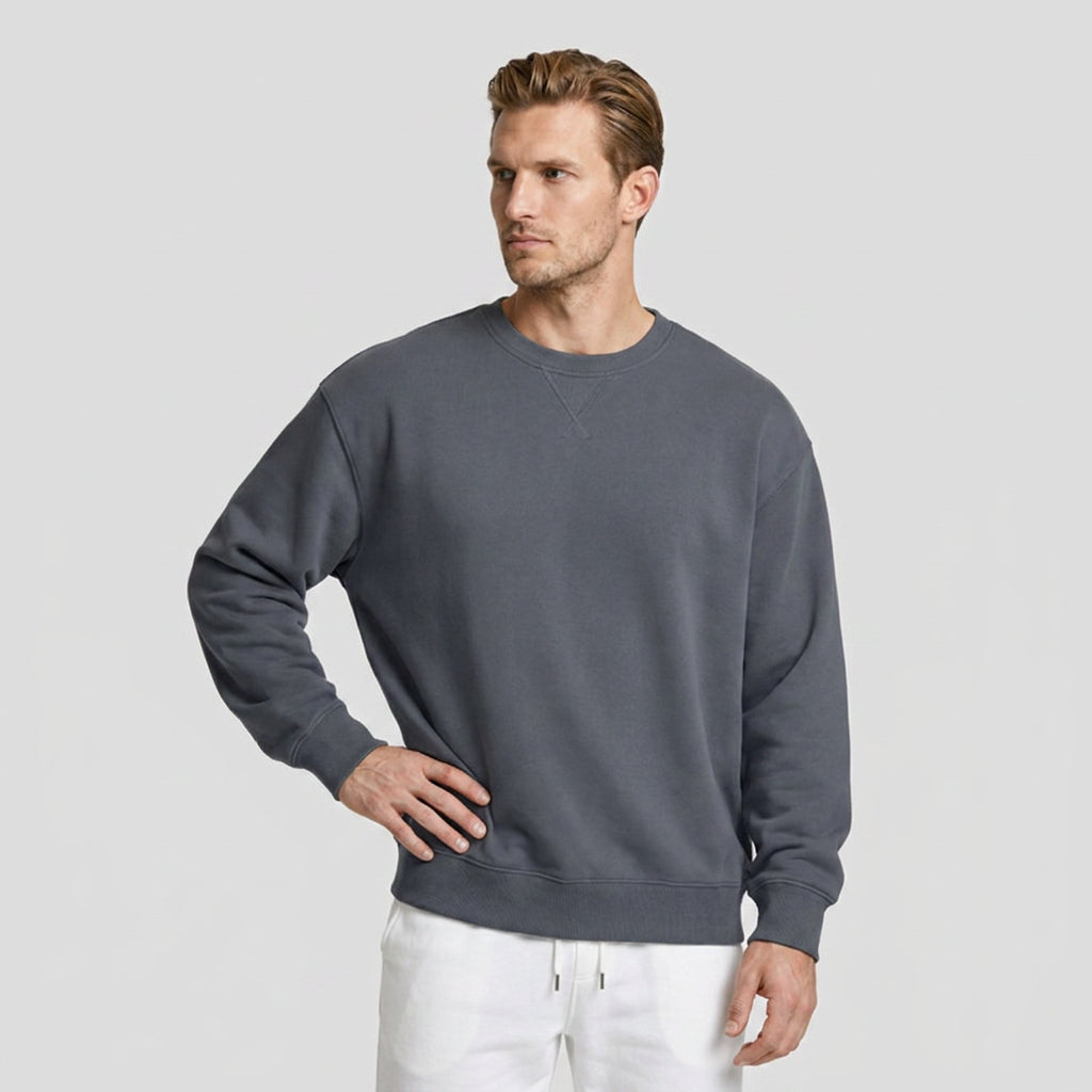 Crew Neck Cotton Blend Sweatshirt Regular Fit for Men