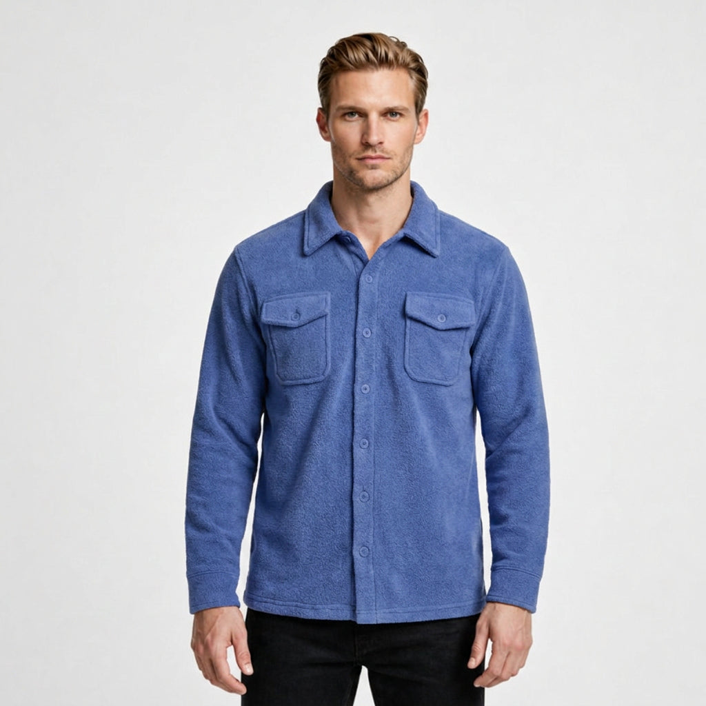 Button-Front Fleece Overshirt for Men