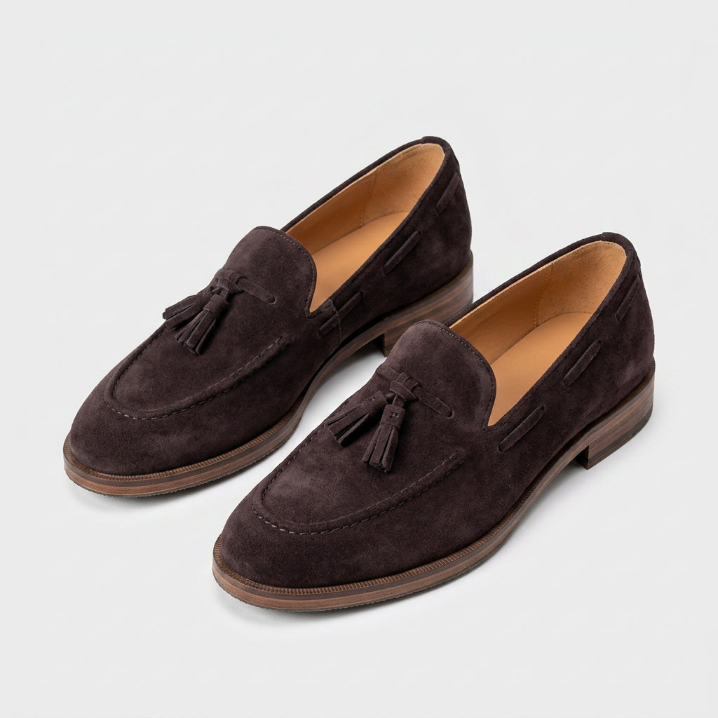 Suede Tassel Loafer Leather Sole for Men