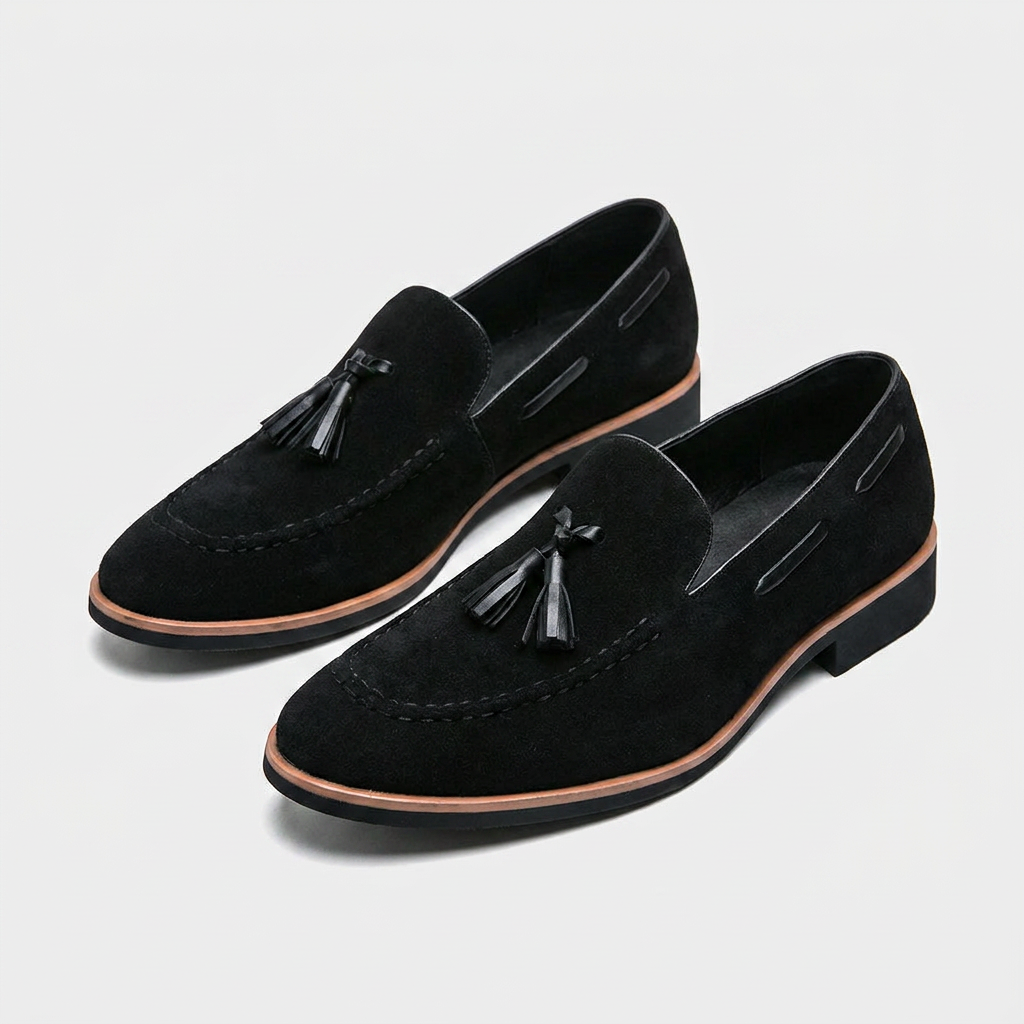 Suede Tassel Loafer Contrast Trim Leather Sole for Men
