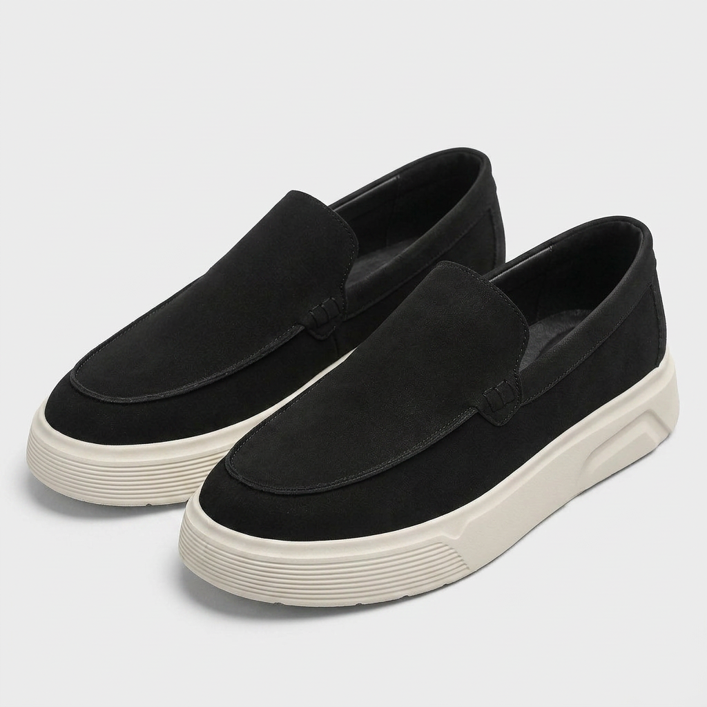 Suede Slip-On Loafer Chunky Platform Sole for Men