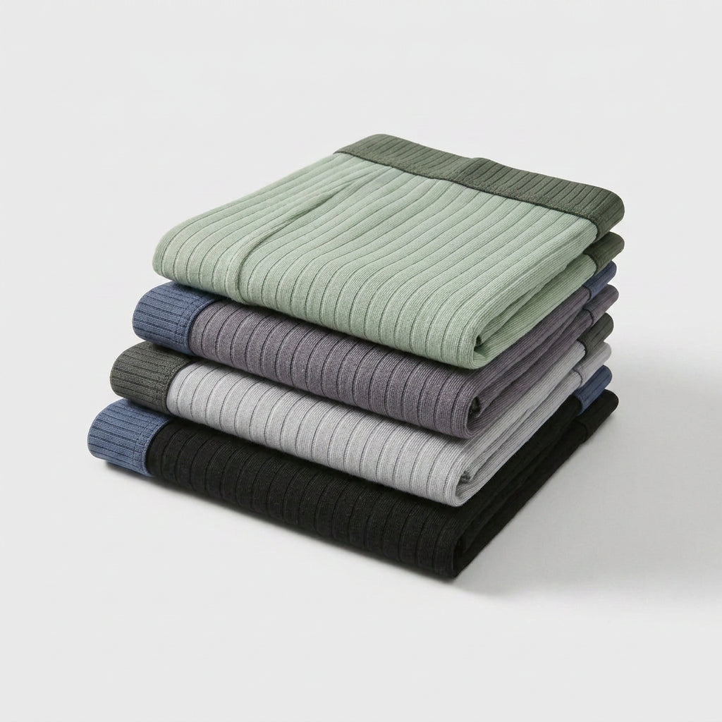 4-Pack Color-Block Cotton Boxer Trunks for Men