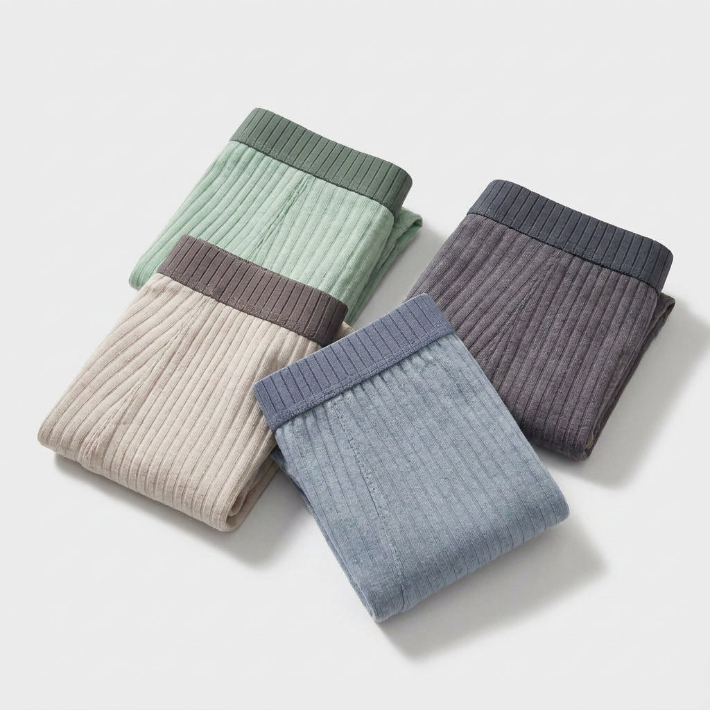 4-Pack Ribbed Cotton Boxer Trunks for Men