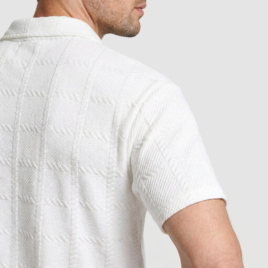 Textured Jacquard Polo Open Collar for Men