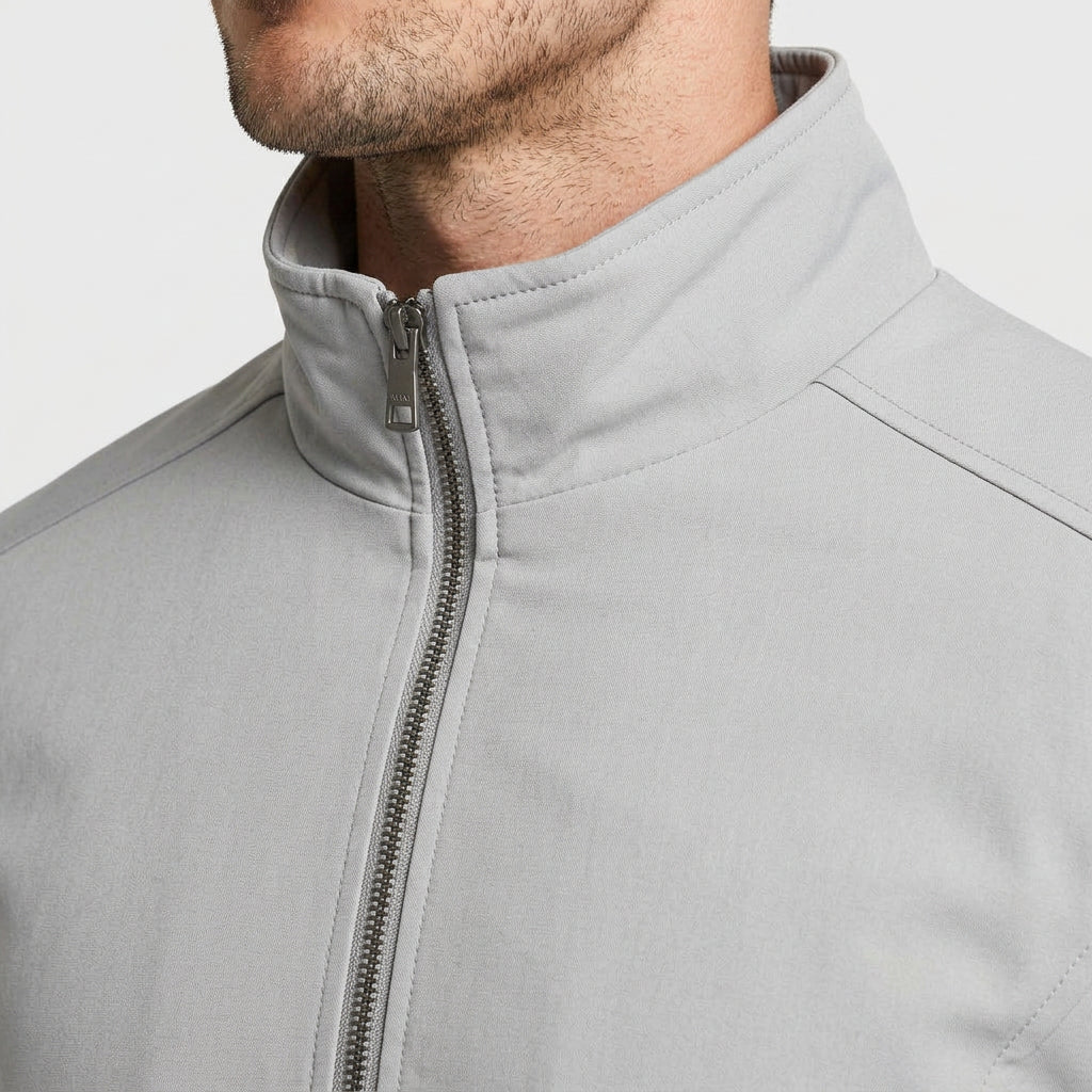 Stand Collar Zip Jacket Contrast Lining for Men