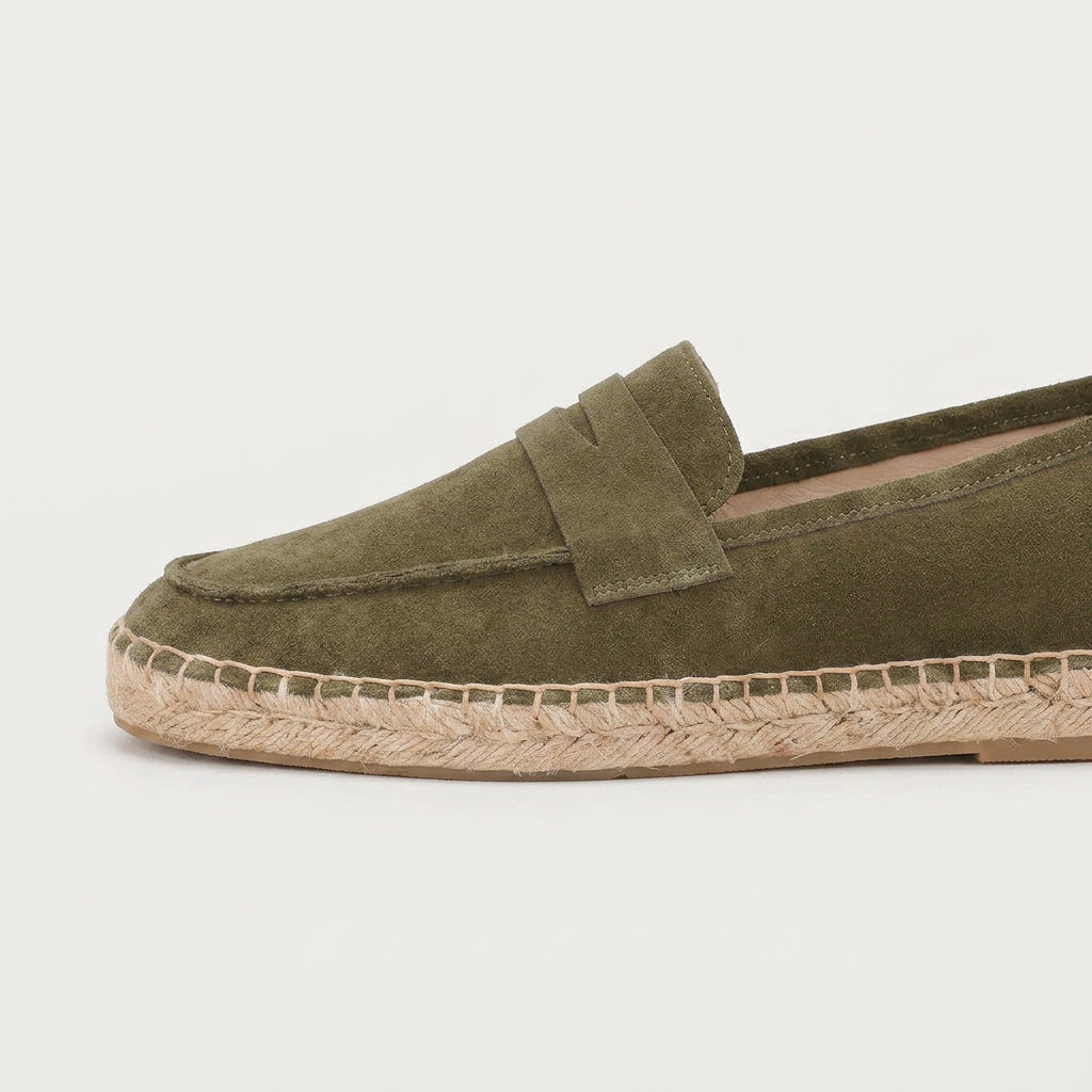 Suede Penny Loafer Espadrille Jute Sole for Men
