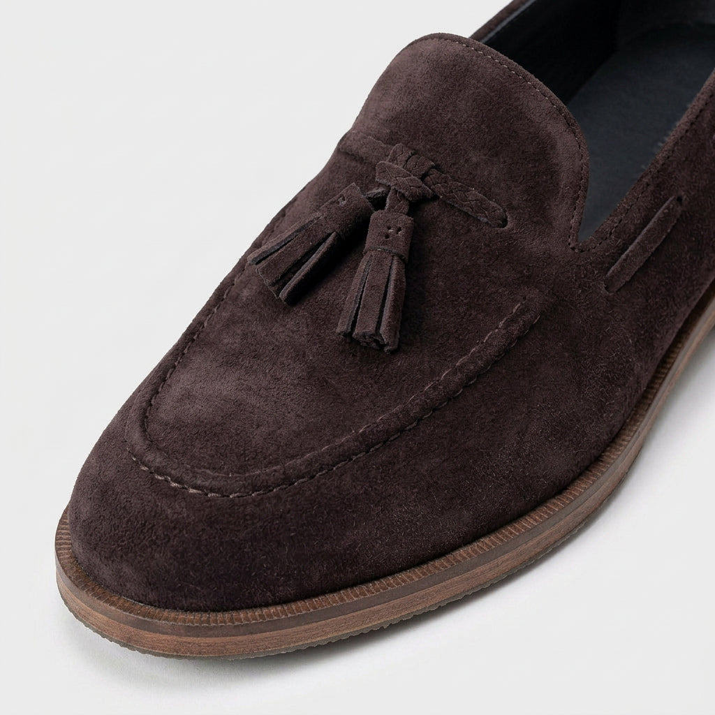 Suede Tassel Loafer Leather Sole for Men