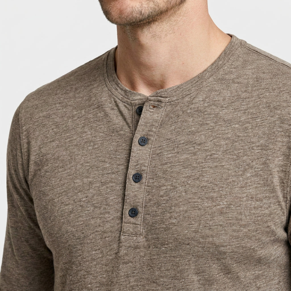Long Sleeve Henley Slub Jersey for Men
