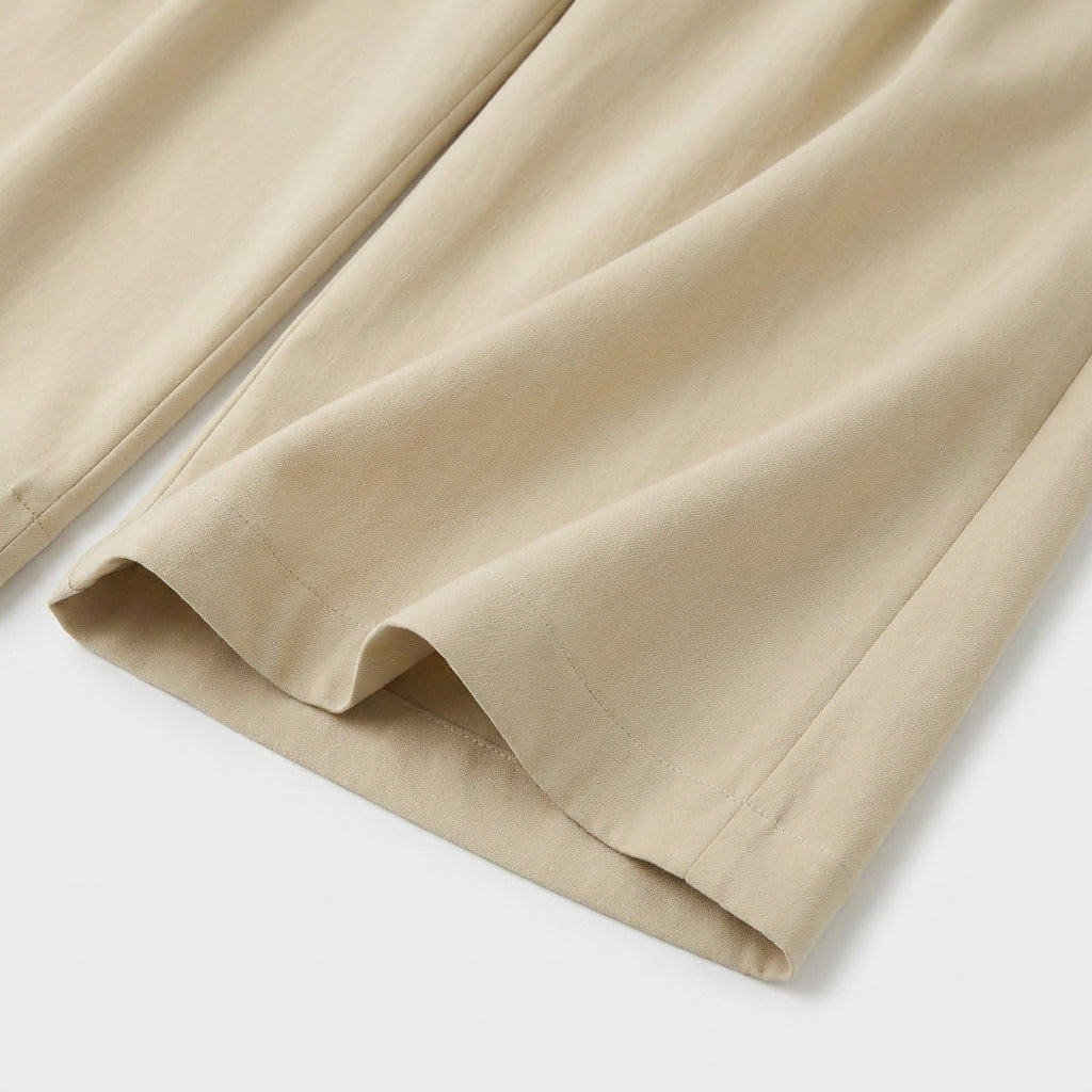 Wide Leg Pleated Trousers with Tie Waist for Men