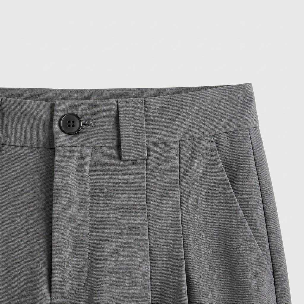 Mid-Rise Wide Leg Pleated Trousers for Men