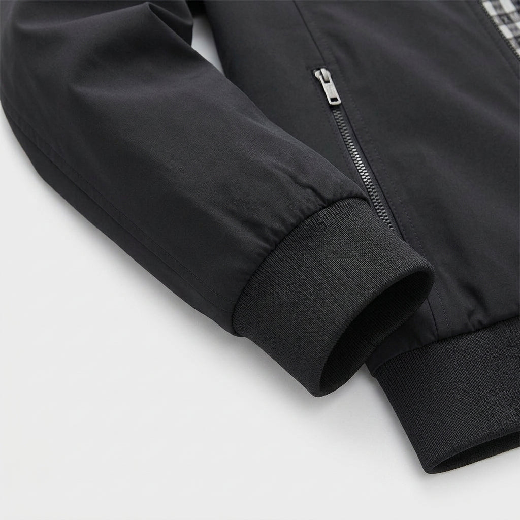 Stand Collar Zip Jacket Contrast Lining for Men