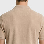 Ribbed Knit Polo Chest Pocket Three Button for Men