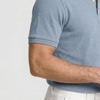 Ribbed Knit Polo Chest Pocket Three Button for Men
