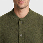 Wool Blend Bomber Cardigan Patch Pockets Button Front for Men