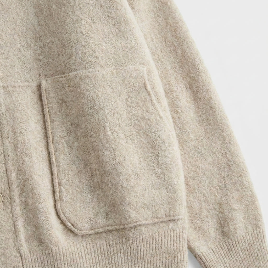 Wool Blend Bomber Cardigan Patch Pockets Button Front for Men