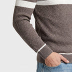Striped Crewneck Pullover Sweater Slim Fit for Men
