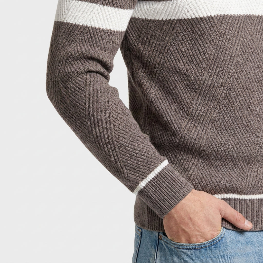 Striped Crewneck Pullover Sweater Slim Fit for Men