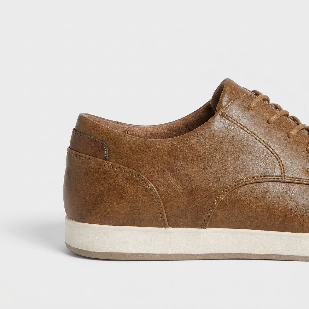 Leather Look Derby Sneaker Contrast Sole for Men