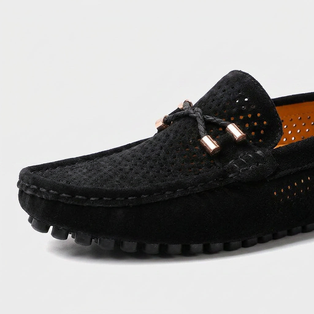 Perforated Suede Driving Moccasin Loafers for Men