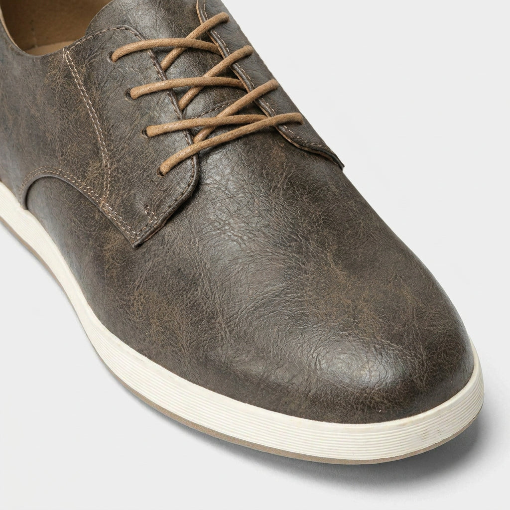 Leather Look Derby Sneaker Contrast Sole for Men
