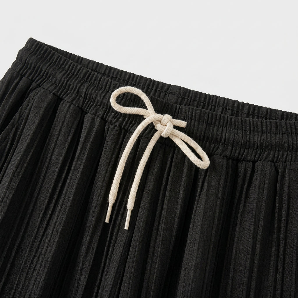 Pleated Matching Set Camp Collar Shirt Trousers for Men