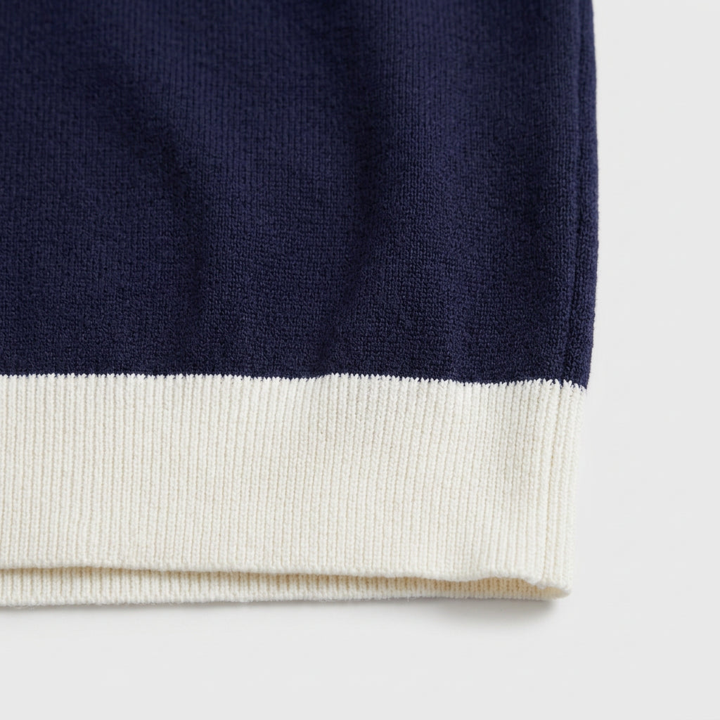 Contrast Trim Knit Polo Open Collar Short Sleeve for Men