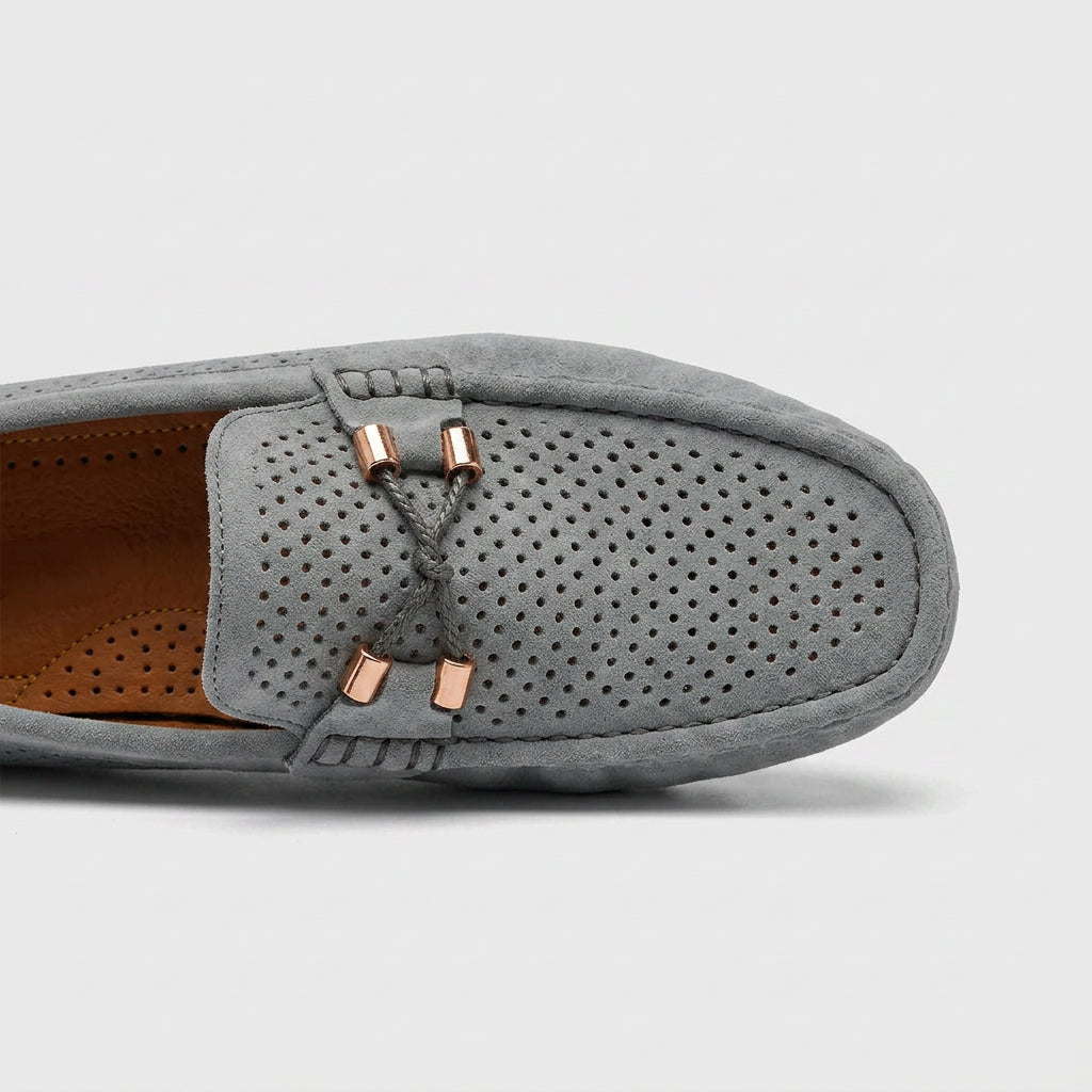 Perforated Suede Driving Moccasin Loafers for Men