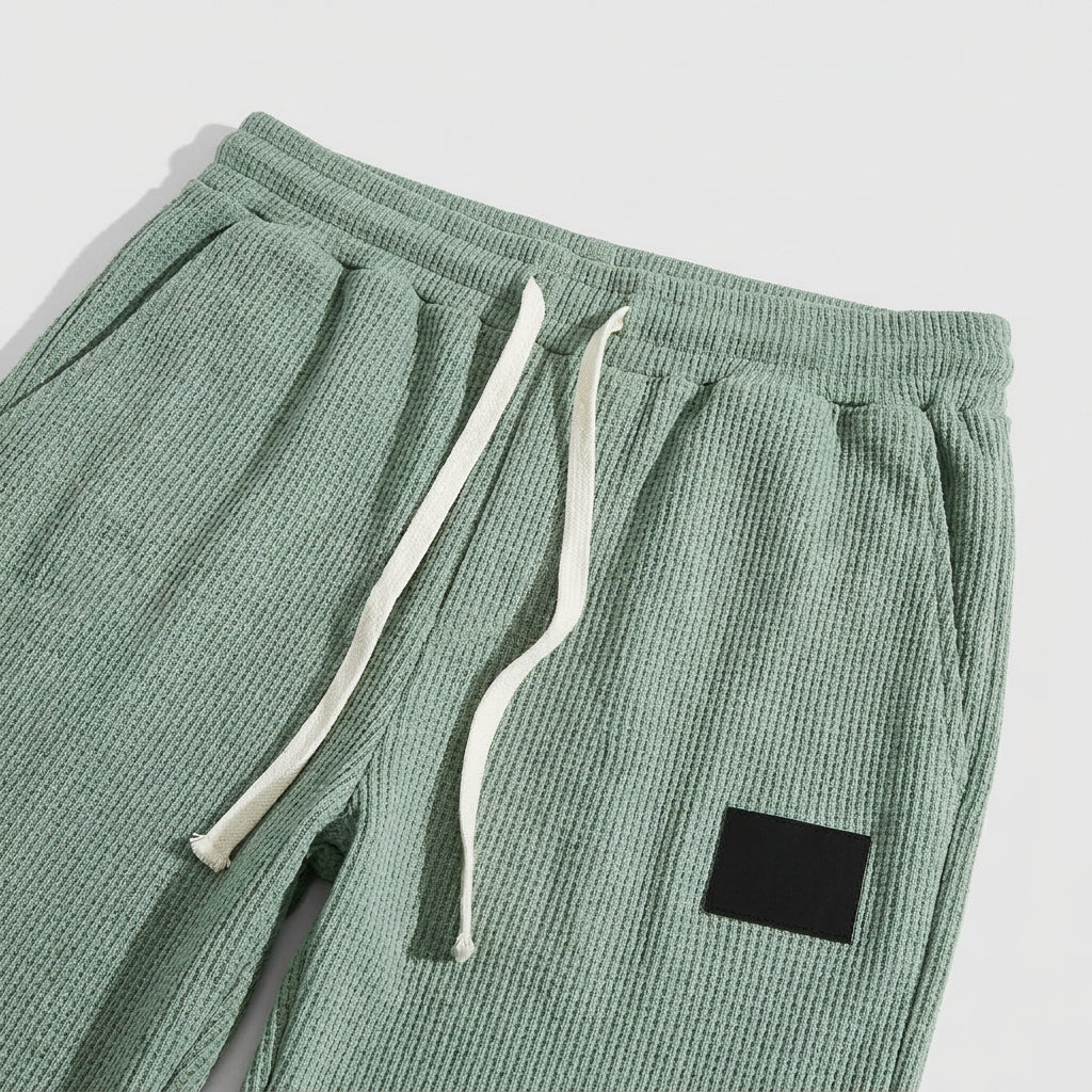 Waffle-Knit Straight Leg Sweatpants for Men