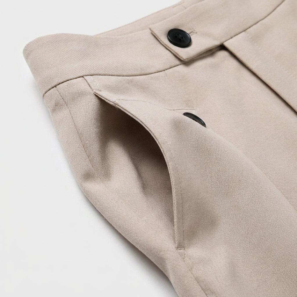 Button-Tab Wide Leg Trousers for Men