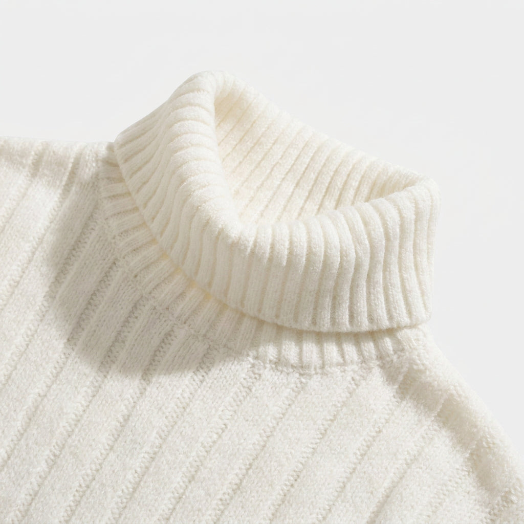 Ribbed Knit Turtleneck Sweater Regular Fit for Men