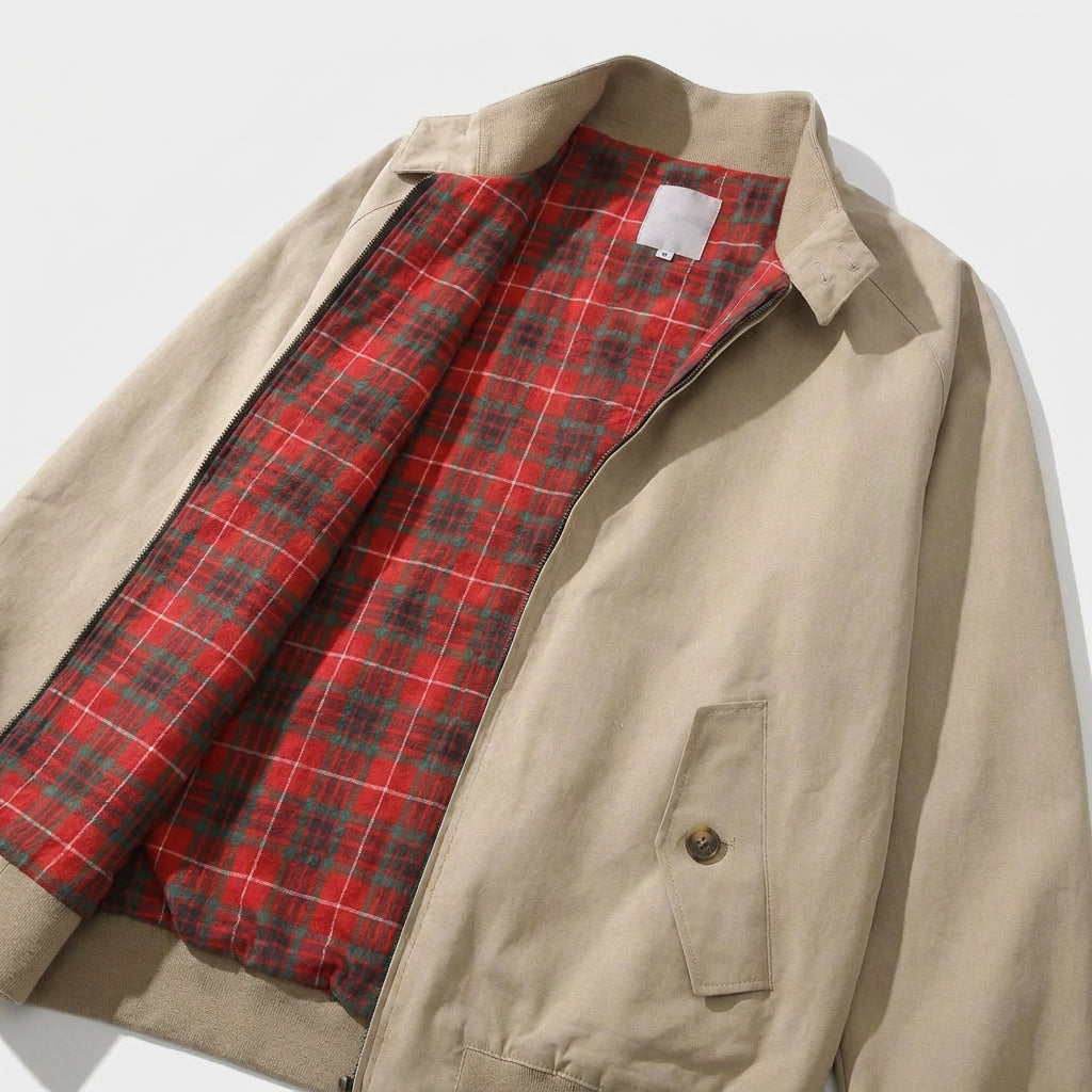 Harrington Jacket with Tartan Lining for Men