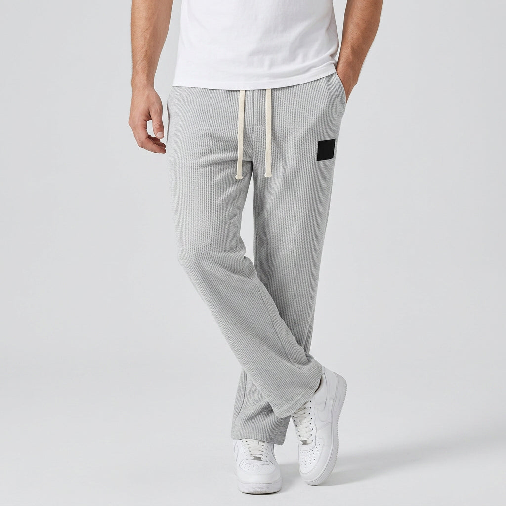 Waffle-Knit Straight Leg Sweatpants for Men