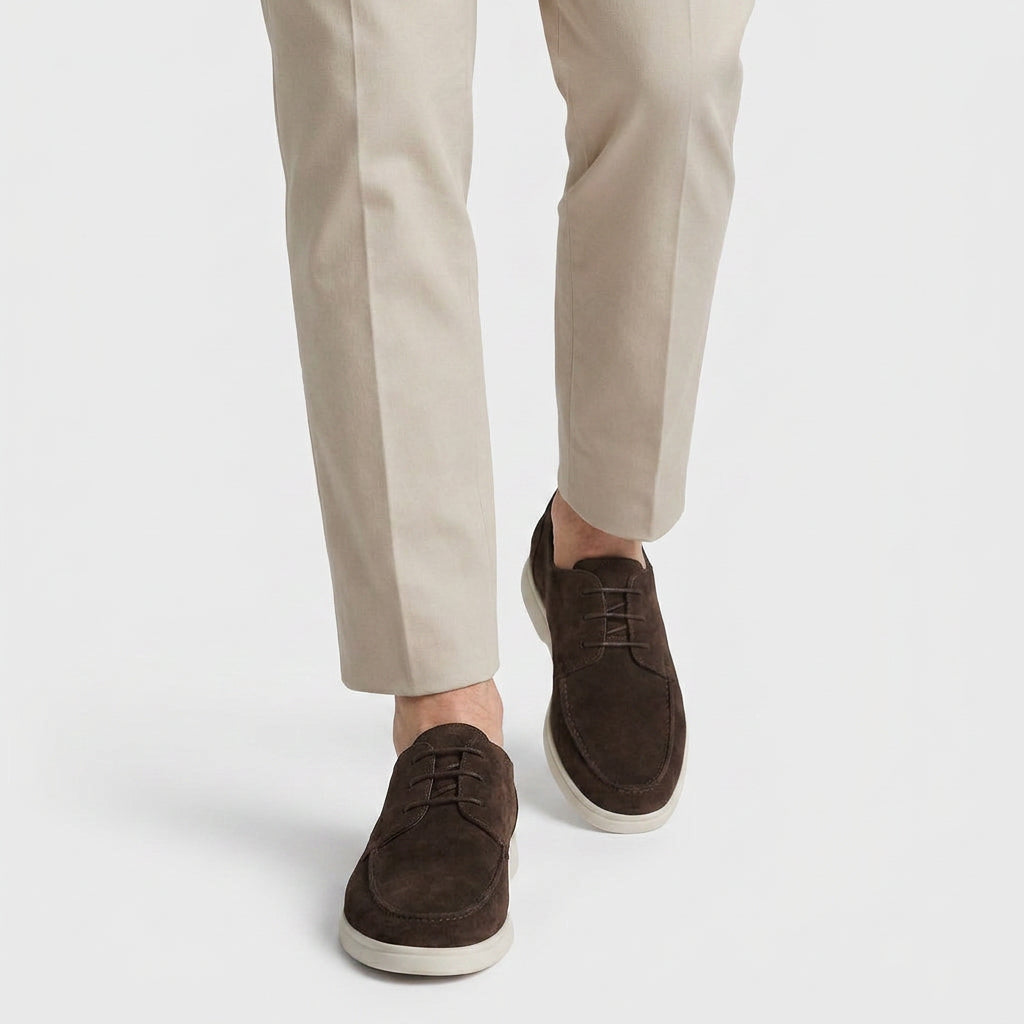 Suede Derby Shoes with Contrast Sole for Men