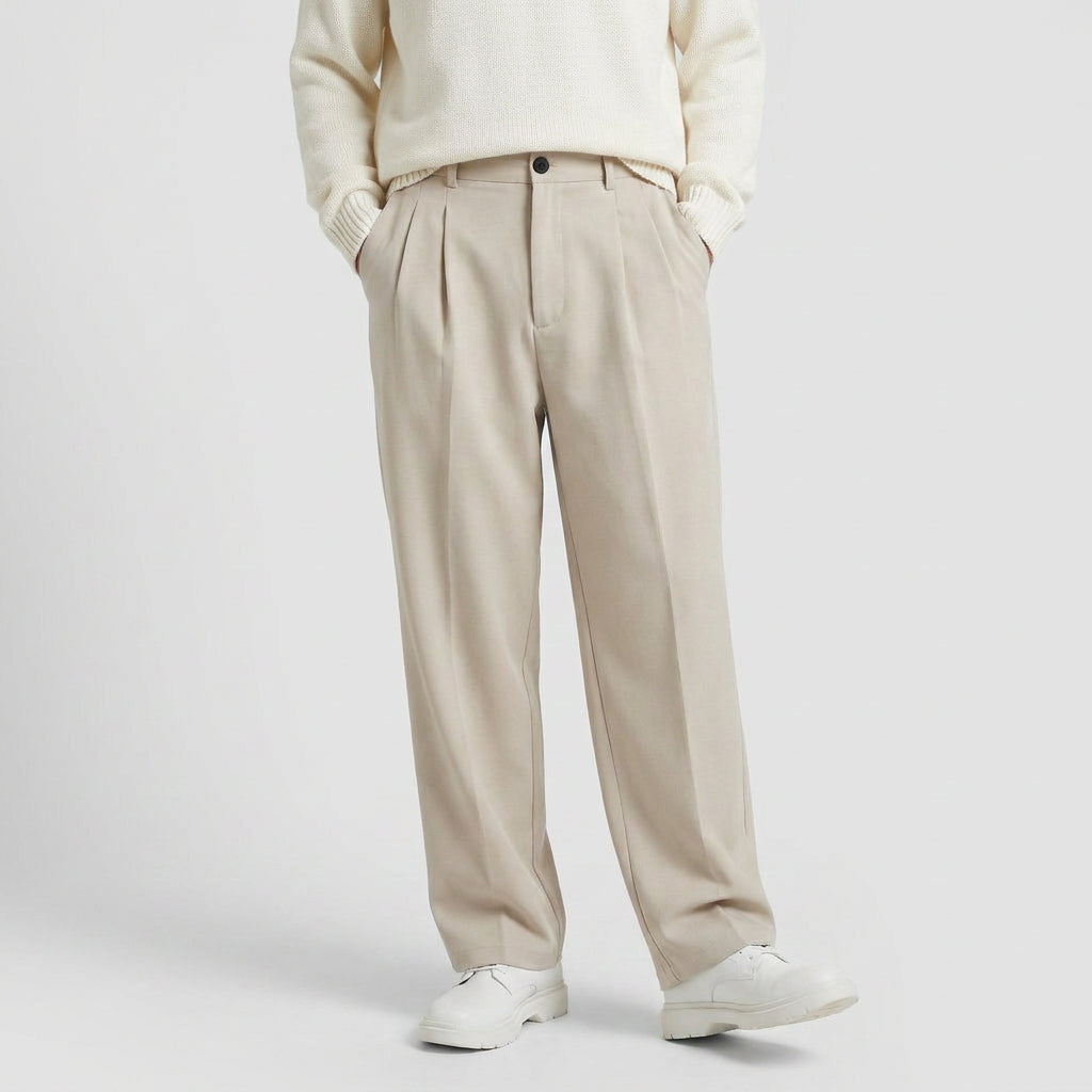 Soft Pleat Wide Leg Trousers for Men