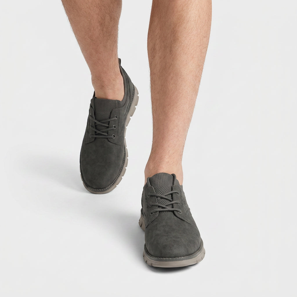 Suede Lace-Up Shoe Knit Upper Flex Sole for Men