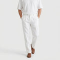 Tapered Leg Pleated Linen Trousers for Men