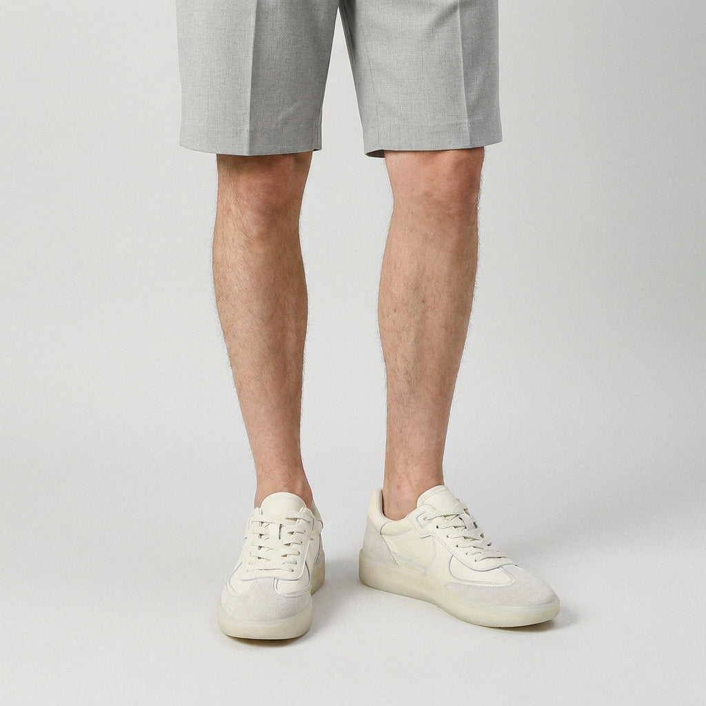 Leather Suede Panel Sneaker Translucent Sole for Men