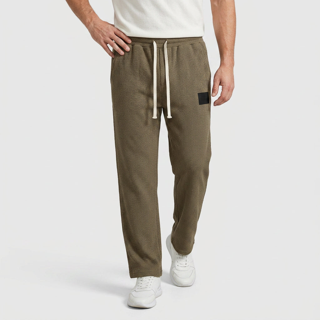 Waffle-Knit Straight Leg Sweatpants for Men
