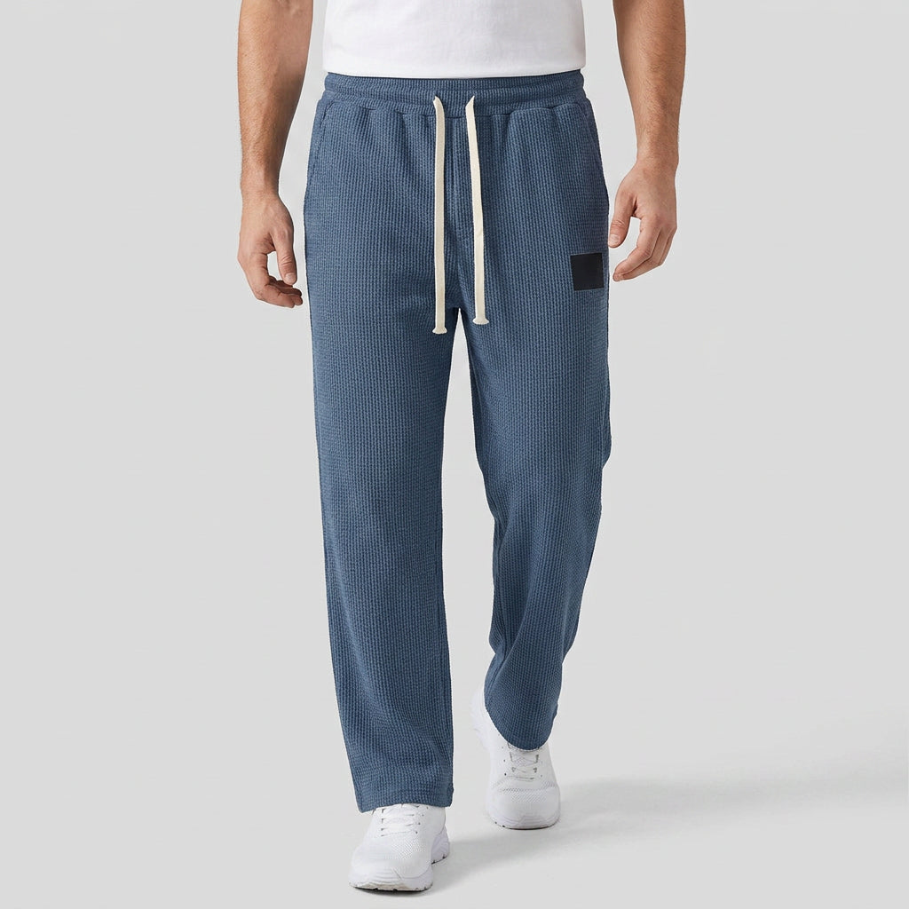 Waffle-Knit Straight Leg Sweatpants for Men