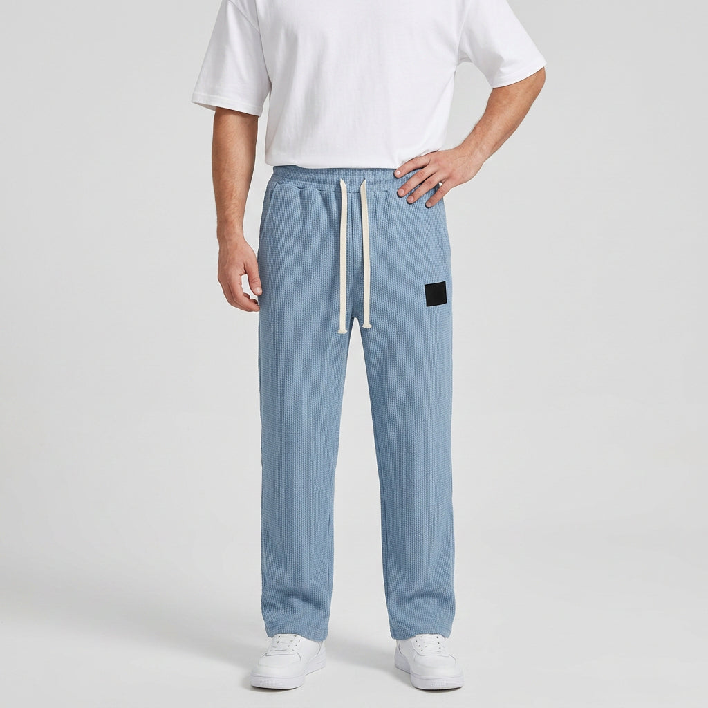 Waffle-Knit Straight Leg Sweatpants for Men